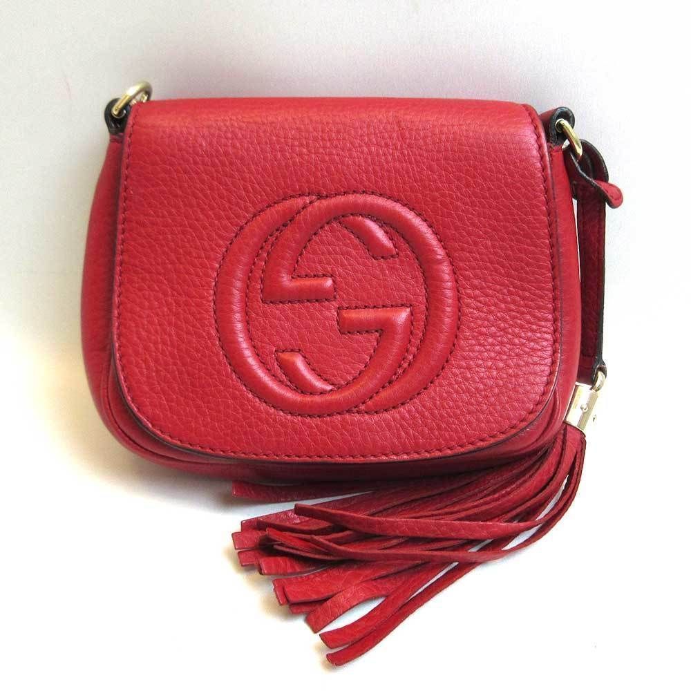 Diagonal Pochette Soho Bag Chain Shoulder Red Mini Calf Leather Shoulder Bag